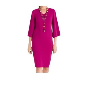 NWT Chico's Kimono Sleeve Dress Deep Magenta Pink Long Sleeve Shift Dress 8/10